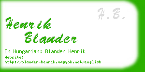 henrik blander business card